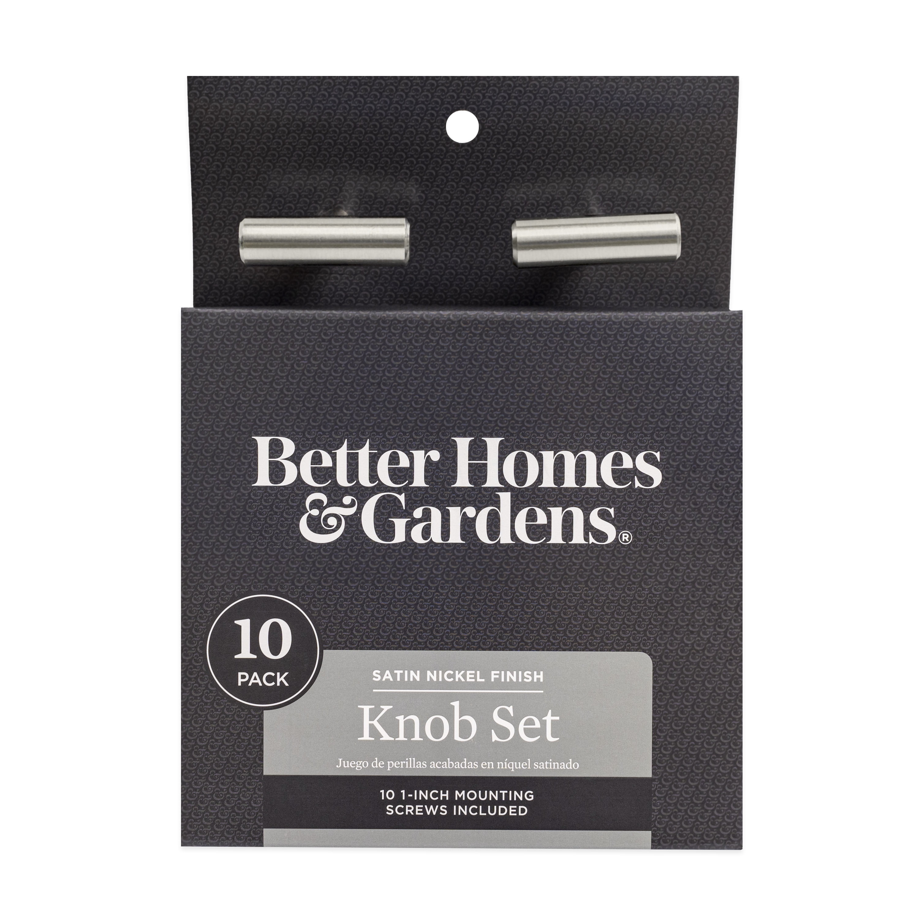 Better Homes & Gardens 1-9/16" (40 mm) Bar Knob, Satin Nickel, 10 Pack