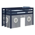 thumbnail image 2 of Bedz King Contemporary Low Loft Twin Bed with End Ladder, Blue with Gray & White Tent, 2 of 9