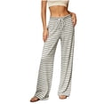 thumbnail image 3 of Women Pajama Pants Striped Lyocell Straight Leg Cool Touch Elastic Waist Soft Casual Sleep Bottom, 3 of 5