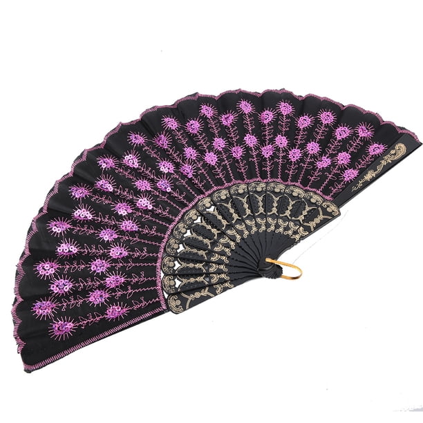 Abanico plegable de baile manual con lentejuelas NikouMX 10 piezas