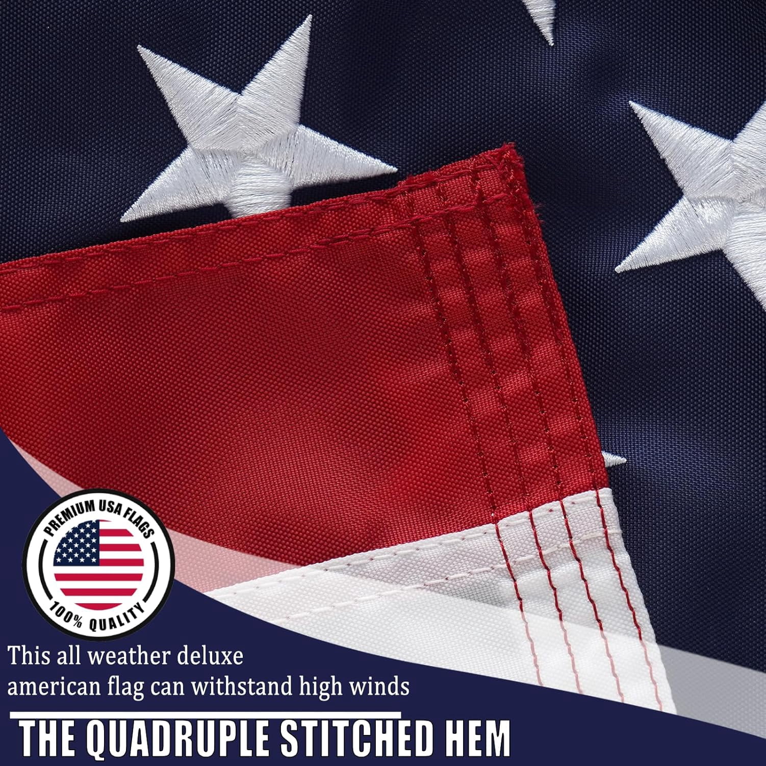 FLAGWIN American Flag 8x12, US Flag 8x12 Heavy Duty Outdoor Tear Resistant, Deluxe 420D Super Tough Spun Nylon 8x12 American Flag,Luxury Embroidered Stars and 2 Brass Grommets, All Weather Lasting