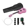 thumbnail image 1 of "Ukulele soprano acústico de 21 pulgadas en rosa, ideal para principiantes, con estuche, correa, cuerdas extras y afinador incluido. ¡Perfecto regalo musical!", 1 of 4