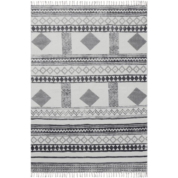 Casavani Geometric Area Rug Dining Room Rug ,Gray 6x9 feet