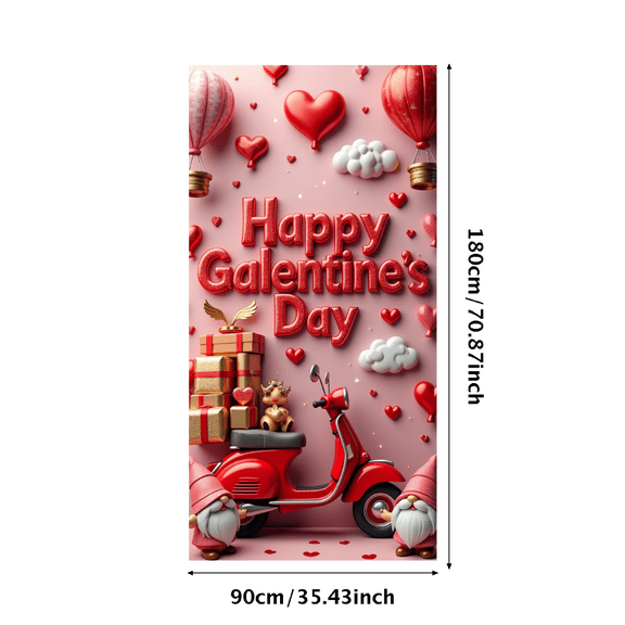LUUFILx Galentine's Day Decorative Large Vertical Banner with Cupid Heart Gift Elements Event Backdrop Valentine Party Supplies Photo Props Festive Decor