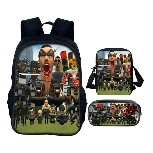 Toilet man three-piece skibidi toilet game peripheral backpack