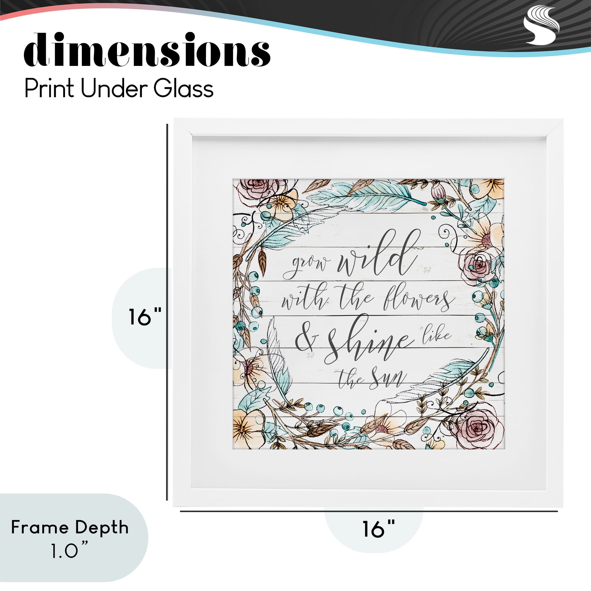 Stupell Industries Grow Wild With Flowers White Framed Print Under Glass, design by SD Graphics Studio