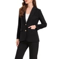 thumbnail image 4 of Blazer de mujer Inspire Chic con solapa muesca, de manga larga, de un solo botón, chaquetas de traje de trabajo, color negro, 4 of 6