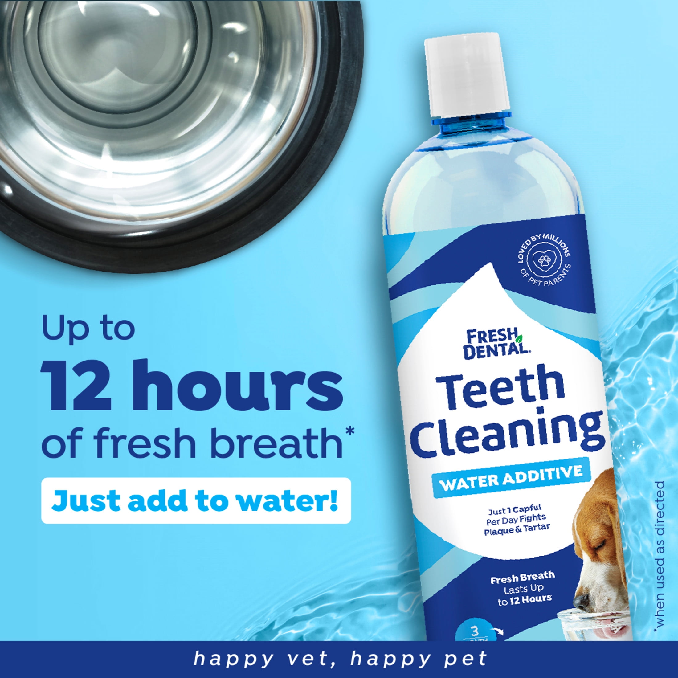 Naturel Promise Fresh Dental Dog Breath Freshener Water Additive for Dogs, 33 oz Bottle