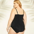 thumbnail image 2 of Aqua Green Women's Plus Size Tiered Tankini Top Black 26W, 2 of 2
