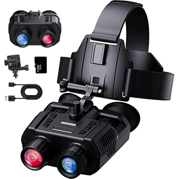 Aorsher 4K Night Vision Binoculars with 3D Vision Effect, 8X Digital Zoom Military Tactical Night Vision Goggles Helmet-Mounted, Adults NVG Goggles with 32 GB Card, Rechargeable