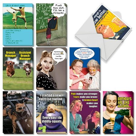 A Very Funny Birthday: Assorted Box of 20 Hysterical Birthday Cards Featuring the Absolute Best Humor Cards Ever, of All Time, Envelopes - Adult Humor (10 Designs, 2 Cards Per Design)