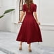thumbnail image 5 of Vestido largo de manga corta para mujer: vestido de invitada de boda con cuello en V y mangas abullonadas, vestido de noche formal de cintura alta, tallas S-XL, 5 of 7