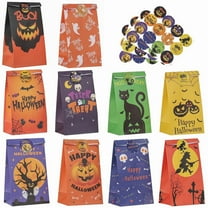 40 pcs Halloween Treat Bags Party Favors with 48 pcs Stickers - Halloween Goodie Bags for Trick or Treating
