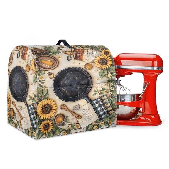 FOR U DESIGNS Pan Sunflower Stand Mixer Cover compatible with Kitchen Aid Mixer Portable Mixer Dust Covers Multi Pockets Compatible with Kitchen Aid 6-8 Quart Bowl Lift - L
