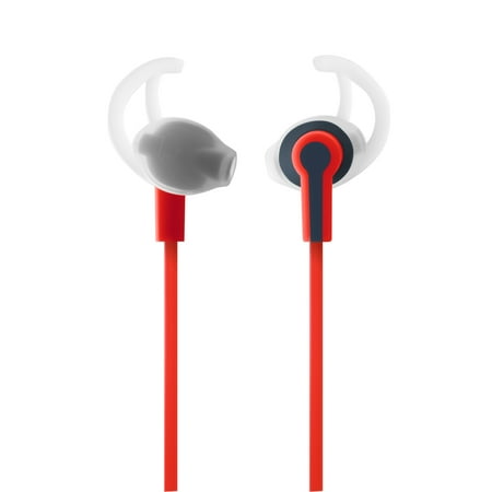 Perfect Fit Earphones - Sport Wired Stereo 3.5mm Earbuds – Sweatproof Corded Hi-Fi Earphones with Comfort Fit Rubber Hook - Red