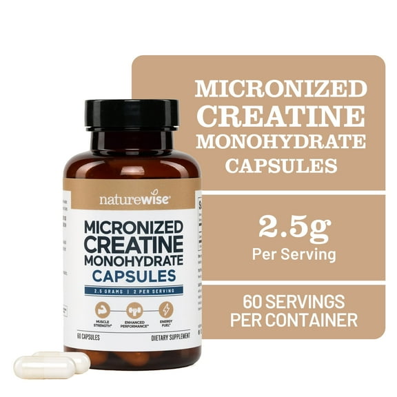 NatureWise Micronized Creatine Monohydrate Pills 2500mg - 60 Capsules[30-Day Supply]