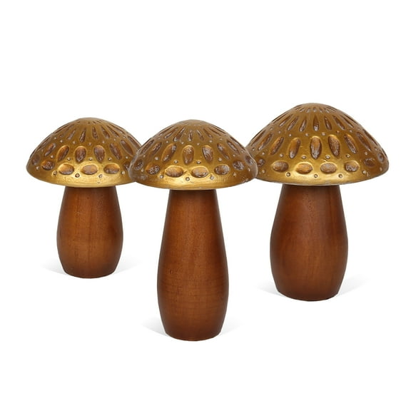 Kaisley Wooden Mushrooms, Set of 3