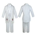 thumbnail image 3 of Baby Boy Christening Baptism Formal White Tail Suit Silver Gold Maria on Stole Sm-20, 3 of 4