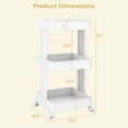 thumbnail image 3 of Costway 3-Tier Rolling Utility Cart with Detachable Trays and Smooth Wheels for Kitchen, 3 of 10