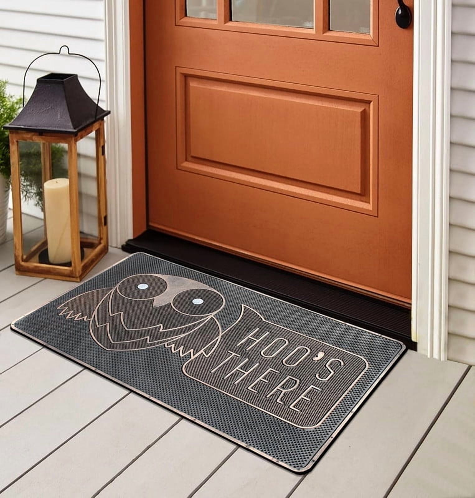 A1HC Rubber Pin Doormat for Outdoor Entrance, Owl Fun Designed Floor Mat, Front Door Indoor Outdoor Welcome Mats with Non-Slip Backing 18" X 30"