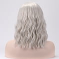 thumbnail image 3 of RightOn Silver Wig Short Curly Wig Bob Wig Silver White Wigs for Women Beach Wave Wigs with Wig Cap, 3 of 7