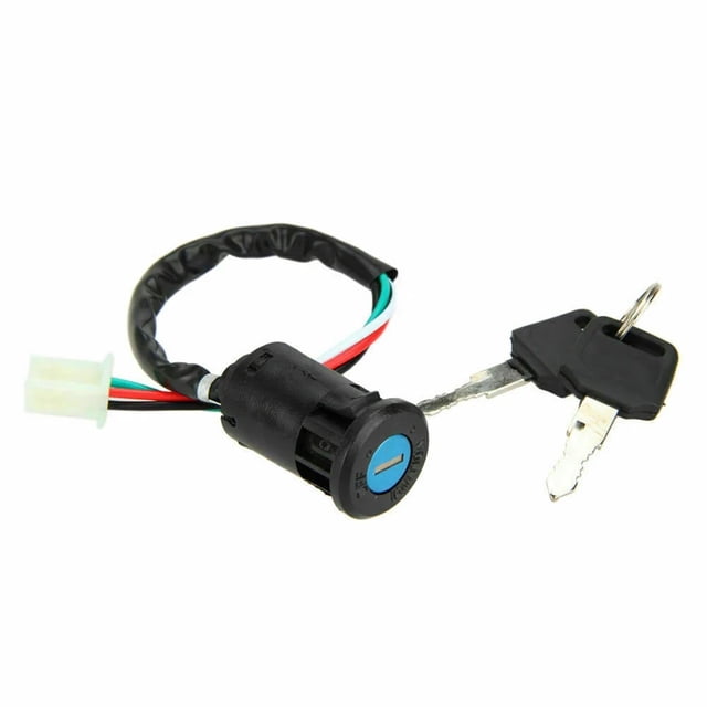 Interruptor de encendido for motocicleta, 1 x 2 llaves, 4 cables de cobre y goma, ajuste universal for 50, 70, 90, 110, 125, 150, 250 cc