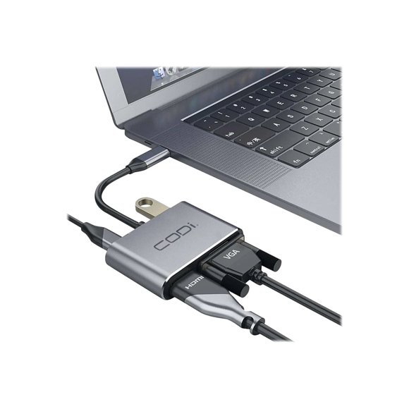 CODi 4-In-1 USB-C Display Adapter - Docking station - USB-C - VGA, HDMI