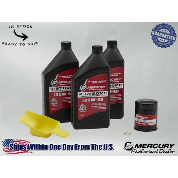 Mercury OEM SAE 25W-40 OB Oil Change Kit for Mercury 40/50/60hp EFI 8M0081916