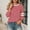 Z002-Pink, variant on Womens Tops 3/4 Length Sleeve Striped Color Block V-Neck T Shirts Summer Fashion Comfy Casual Loose Fit Pullover Blouses Z002-Pink M
