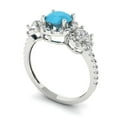 thumbnail image 2 of 1.46 ct Round Cut Simulated Turquoise 3 Stone 18K White Gold Womens Engagement Ring, 2 of 5