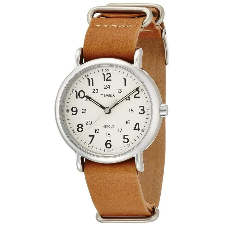 T2P492 Women s Weekender Cream Dial Brown Slip Thru Leather Strap