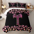 thumbnail image 2 of Erosebridal Bling Glitter Print Bow Letter T Monogrammed Quilt Full for Teens Girls,Vintage Gradient Leopard Print Full Bedspread Sets, 2 of 7