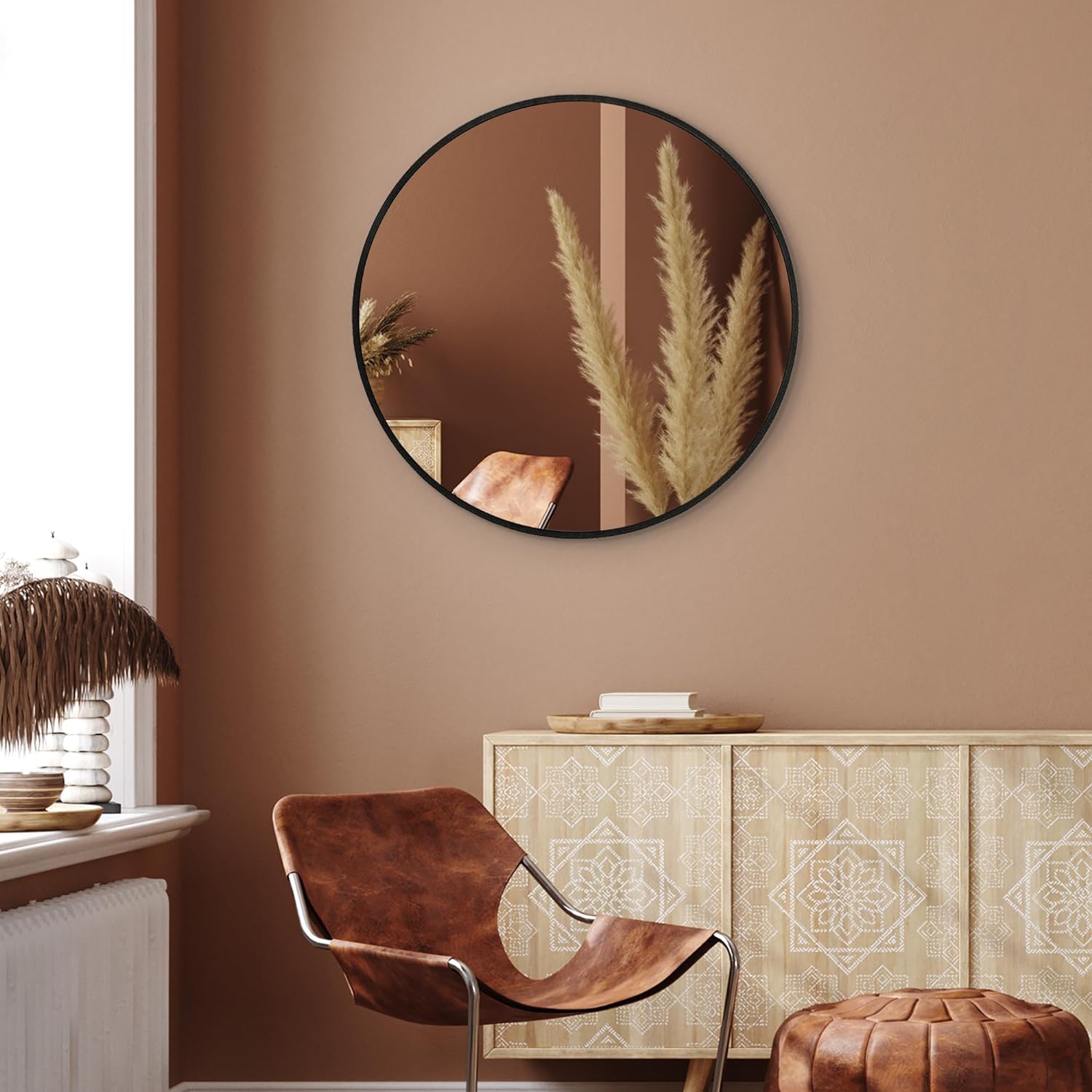 Americanflat Framed Black Round Mirror 32" - Circle Mirror for Bathroom, Bedroom, Entryway, Living Room - Large Circular Modern Mirror for Wall Decor