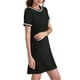 thumbnail image 4 of INSPIRAR CHIC Vestido corto de verano para mujer, de manga corta, cuello redondo, suelto, casual, mini, talla XL, negro, 4 of 5