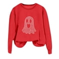 thumbnail image 4 of Rhuody Teen Tops For Girls Halloween Round Neck Long Sleeve Cartoon Graphic Hallowma Sweatshirt 11-12 Years Red, 4 of 5