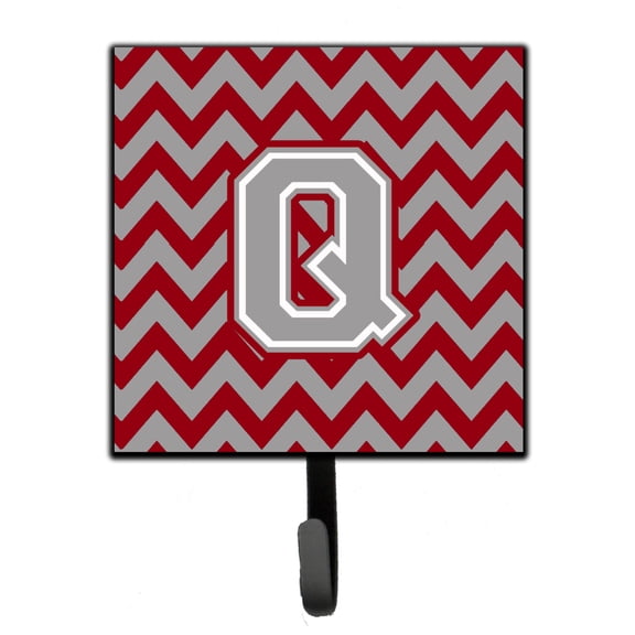 Letter Q Chevron Crimson and Grey   Leash or Key Holder
