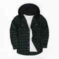 thumbnail image 2 of FAVIPT Mens Big and Tall Plaid Hooded Jackets Lightweight Thin Long Sleeve Shirt Button Down Pockets Tops Casual Trendy Fall 2025 Outerwear Green,XXXL, 2 of 3