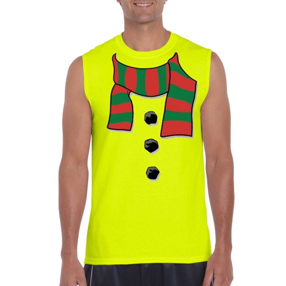 Mens Christmas Snowman Scarf Ultra Cotton Sleeveless T-Shirt