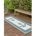 thumbnail image 3 of Unique Loom Outdoor Coastal Collection Area Rug - Anchor (2' x 6' Runner Navy Blue/Light Blue), 3 of 11