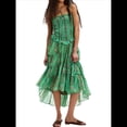 thumbnail image 1 of Vestido Tubo de Verano para Mujer, Liso, Sin Tirantes, con Hombros Descubiertos y Volantes. Verde L, 1 of 7