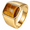 Gold, variant on Mens Stainless Steel Signet Ring with Tiger Eye Style Stone, Square Face Statement Design for Men, Vintage Polished Metal Band for Daily Wear, Party, Birthday Gift, Sizes 7-12