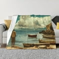 thumbnail image 1 of Fotbe Serene Coastal Blue Sky Manta de Franela con Estampado, Manta Ultrasuave para Cama, Sofá, Auto, Hipoalergénica y Antibolitas-50"x40", 1 of 6