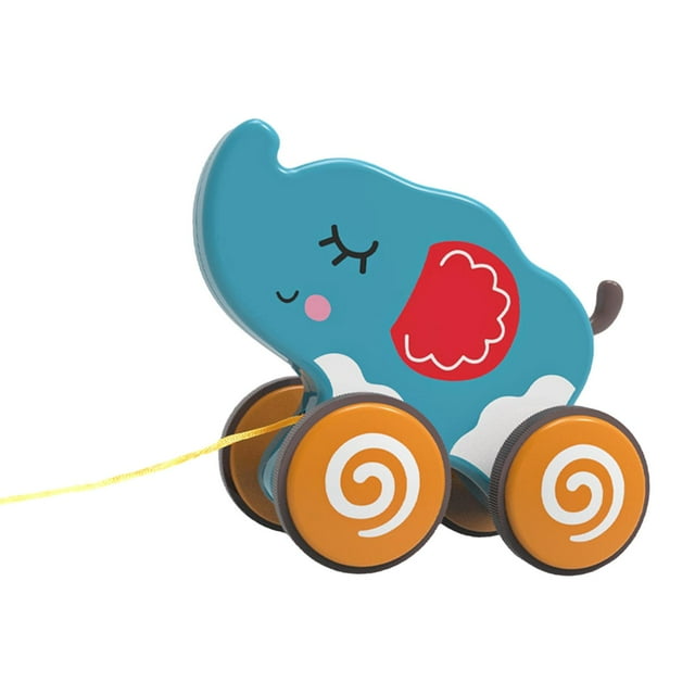 BELOVING Jouet à Enfiler Animal de Dessin Animé Jouet à Pousser et à Enfiler pour Jeu de Rôle Éléphant