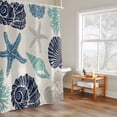 thumbnail image 4 of Summer Marine Life Shower Curtain, Graffiti Corals Shell Conch Sea Blue Starfish Linen Waterproof Shower Curtain Set with 12 Hooks Lightweight Bath Curtains Fabric Bathroom Decor 36x72 Inches, 4 of 9