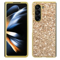 Cute Case for Galaxy Z Fold 6, Slim Glitter Bling Sparkly Shiny Slim Women Girls Hybrid Soft Smooth Shockproof Plating Bumper Protective Women Girls Shiny Case For Samsung Galaxy Z Fold 6, Gold