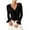 Black, variant on Going out Tops for Women Long Flare Sleeve Tie Front V Neck Low Cut Workwear Casual Crop Tops