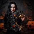 thumbnail image 6 of Black Rose Moon Wreath, Gothic Crescent Moon Eucalyptus Wreath with Red Berries, Halloween Black Floral Wreath for Front Door Wall Decor, 6 of 8
