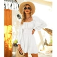 thumbnail image 4 of Ladies Lace-up Long Lantern Sleeves Square Neck Ruffle Dress, 4 of 4
