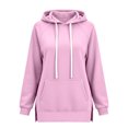 thumbnail image 6 of Long Women's Fashion Hoodie with Pockets | Comfy Fleece Sweatshirt, High-Low Hem Pullover, Casual Loose Fit，Work & Travel & Everyday Wear Outfits，Fall Winter Clothes, Pink, M, 6 of 6