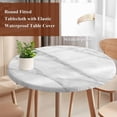 thumbnail image 4 of Marble Round Tablecloth, Fitted Table Cover with Elastic for 45"-54" Round Tables, Modern Grey White Rock Monochrome Simple Table Cloth Outdoor Indoor Dinning Party Waterproof Tablecloths, 4 of 7